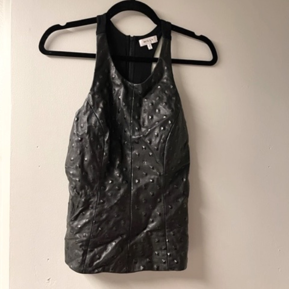 Milly S black leather sexy top